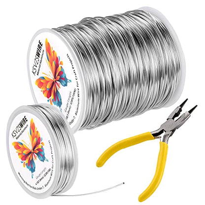 Aluminum Craft Wire 18 Gauge(1.0mm)–328 Feet(100M)+18 Gauge (1.0mm) 32.8Ft (10M) + Pliers – Bendable Metal Wire for Sculpting, Armature, Jewelry Making, DIY Crafts (Silver) - size: 18Gauge, style: Silvery