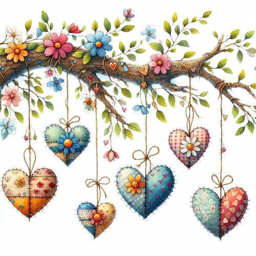 Xoaoes Heart Flower Diamond Art Kits for Adults, 5D Diamond Painting Kits | DIY Gem Painting, Crafts for Adults, Dimond Art Paintings Kit, Full Drill Diamond Dot for Home Wall Decor 14 X 14 Inch - color: CM064