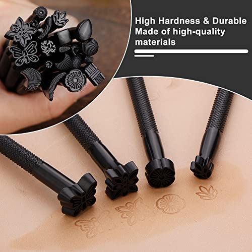 Wonvoc 21 Pcs Leather Stamp Set, Leather Stamping Kit with 20 Patterns - color: Black