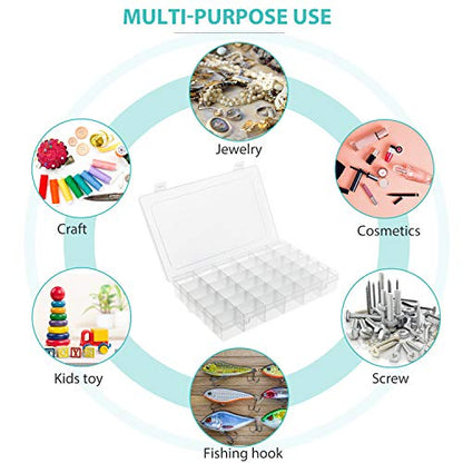 Umirokin Small Parts Organizer Box 2 Pack, 36 Grid Bead Organizer with Adjustable Dividers, Plastic Organizer Box for Screws, Jewelry Making, Craft Storage, Fishing Tackle, Clear Compartment Container - size: 36 Grids 2 Packs