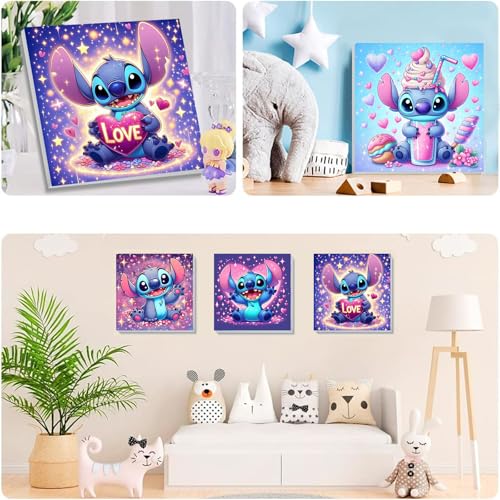 4 Pack Cartoon Paint by Numbers for Kids with Framed Canvas - Wooden Easel - color: BKH1281+BKH1282+BKH1283+BKH1284
