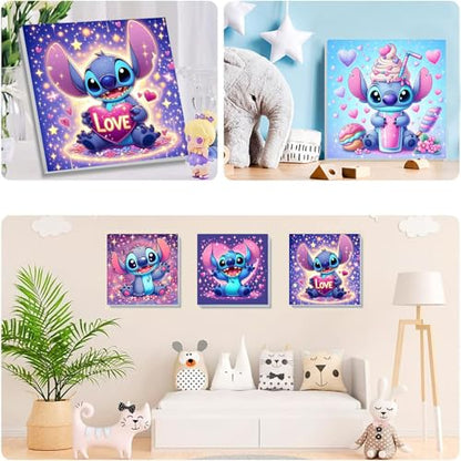 4 Pack Cartoon Paint by Numbers for Kids with Framed Canvas - Wooden Easel - color: BKH1281+BKH1282+BKH1283+BKH1284