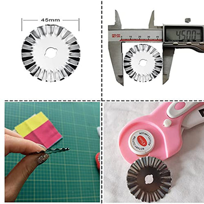 45mm Pinking Rotary Cutter Blades, Wavy Replacement Blade, Rotary Blades Refill 45mm,Fits Fiskars,OLFA,Martelli,Dremel,Truecut,DAFA,Paper Cutting Blades Refill for Quilting Scrapbooking Sewing,5 Pack - color: Silver Wavy (45mm 5pcs)