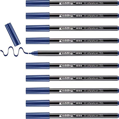 edding 1255 0.2 mm Calligraphy Pen - Steel Blue (Pack of 10) - color: 02: 10 Pens - Steel blue