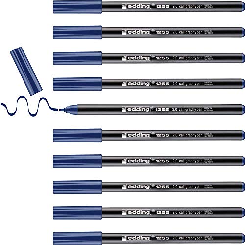 edding 1255 0.2 mm Calligraphy Pen - Steel Blue (Pack of 10) - color: 02: 10 Pens - Steel blue