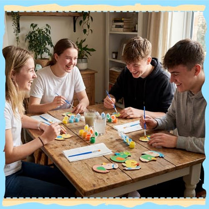 Saypacck 24 Pcs Duck Party Favors Wooden Paint Craft Kits | Duck Theme Crafts for Kids Birthday, Goodie Bag Fillers, Brush Paint Organza Bags Included, - style: Duck