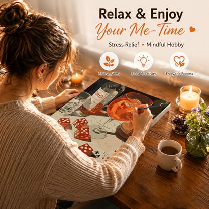 AUKELHJ Paint by Numbers Kit for Adults Beginner, Card Table, 16X20 Inch - color: 15-Card Table