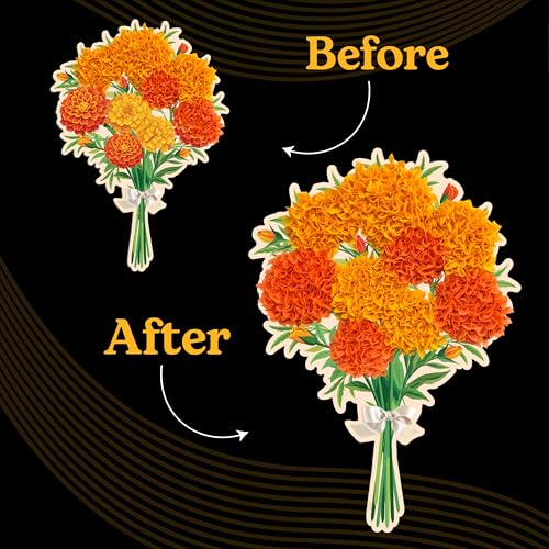 Unwynd Poke Art Marigold Flower Bouquet Kit for Adults, Women and Teens | Hobby activity, brain puzzles, adult, 12 illustration sheets, 12 pages of stickers, 12 colour pages Rubbing Plates & Supplies - style: Marigold