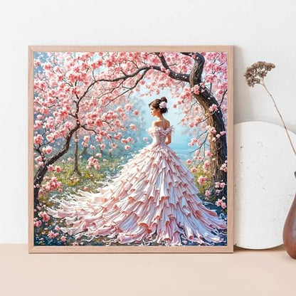RYMILIE Beauty Square Diamond Art,Pink Cherry Blossom Tree Diamond Art Kits for Adults Beginner,Gift for Mother 5D DIY Full Drill Diamond Painting Gem Art, Home Wall Art (14x14 inch) - color: DP03649