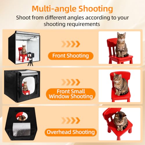 Light Box with Tripod Stand, 32"x32" LightBox with 3 Stepless Dimming Light Boards (CRI ≥95) 405 Light Beads, Shooting Tent kit with 6 Color PVC Backdrops.Photo Studio Light Box for Photography - size: 32*32*32 Inch
