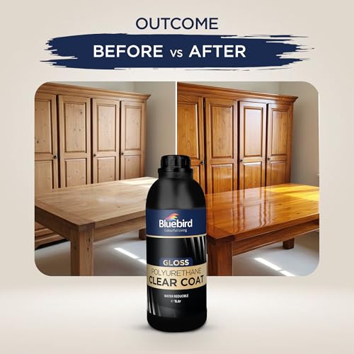 Bluebird Polyurethane Clear Coat for Furniture, Paintings, Water-Based Professional Varnish (Gloss, 33.8 Fl Oz) - color: Gloss, size: 33.8 Fl Oz
