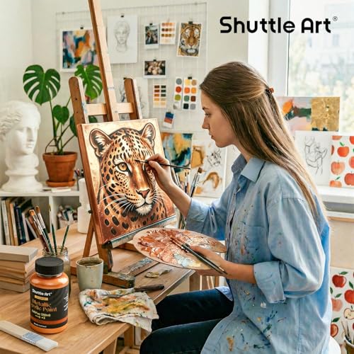 Shuttle Art Metallic Copper Acrylic Paint, 8.45 oz (250 ml) Copper Leaf Paint With Brush, Non Toxic, Non Fading Copper Paint for Crafts, Metal, Wood, Clay, Ceramic, Canvas, Furniture - color: Copper, size: 8.45 Fl Oz (Pack of 1)