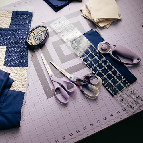 Fiskars 24" x 36" Self Healing Cutting Mat, Large Grid, Lilac Mountain Haze | Double-Sided Sewing, Quilting & Craft Cutting Board, Grid with 30 45 60 Degree Bias Lines for Fabric, Paper & DIY Projects - color: Lilac/Mountain Haze, size: 24"L x 36"W
