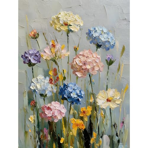 Flowers Diamond Art Kits for Adults,Hydrangea Diamond Painting Wall Decor | Diamond Art Kit for Beginners, 5D DIY Full Drill Diamond Painting Gem Art, Home Wall Art Gifts(12x16 inch) - color: DP03646
