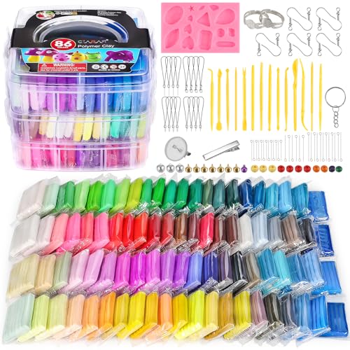 CiaraQ 86-Color Polymer Clay Oven Bake Modeling Kit - color: 86 Colors, size: 20g / pcs