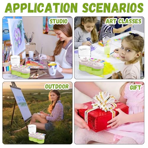 Upgraded Paint Brush Cleaner Tool,Brush Rinser Cup Painting Running Water Circulation Art Supplies for Acrylic,Watercolor and Water Based Creative Gift for Adult Artist Beginner and Painter - color: Green