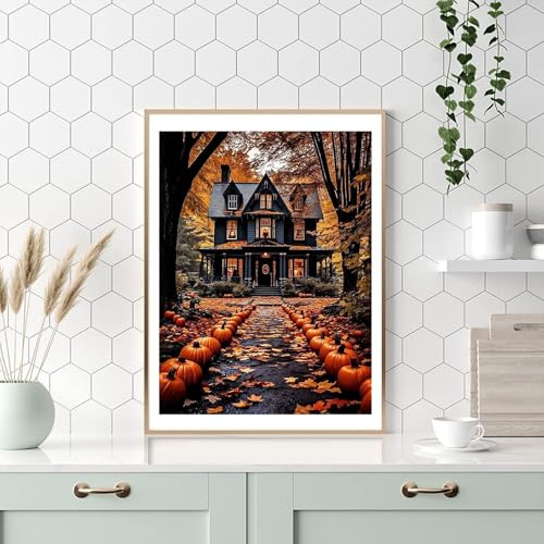 Landscape Paint by Number for Adults, Halloween Paint by Numbers for Adults - color: MT13258