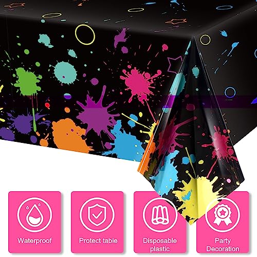Tatuo 2 Pcs Neon Glow Party Table Cloths 108x54 Inch Disposable