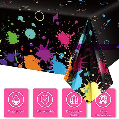 Tatuo 2 Pcs Neon Glow Party Table Cloths 108x54 Inch Disposable