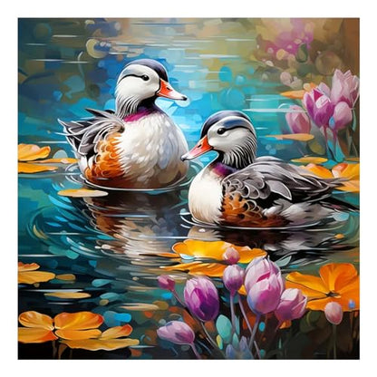 hill froeistung 5D Colorful Bird Diamond Art Painting Kits for Adults,Lake,Flower Diamond Art for Beginners, DIY Full Drill Mallard Duck Diamond Art Painting(12X12 inch) - color: HF-A024