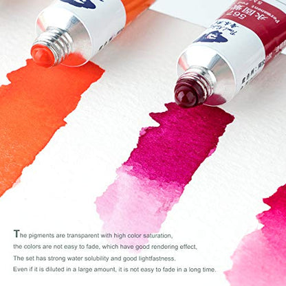 Paul Rubens Watercolor Paint, 24 Vibrant Colors Highly Pigmented, 5ml Tube | Rich-Pigmented Colors, Rewettable Fade Resistant Pigments, Non-Toxic Art Supplies for Artists, Beginners, Students