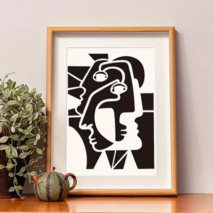 6 Pieces Abstract Face Pattern Stencils, 11.7x8.3 inch A4 Size Reusable Picasso Painting Templates in Creamy White PET for DIY Crafts on Walls, Furniture, Fabric & Photo Frames