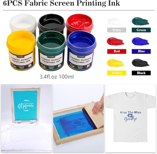 Caydo 59 Pieces All-in-One Screen Printing Kit with Screen Printer, 50W Exposure Screen Printing Light, Photo Emulsion Kit, Screen Printing Frames, Instructions