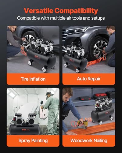 VEVOR Air Compressor, 20 Gallon Steel Tank, 4HP 10.6 CFM@90 PSI Oil Free Air Compressor & Max. 125PSI Pressure, 78dB Ultra Quiet Compressor for Auto Repair, Tire Inflation, Spray Painting (220V 60Hz) - size: 20 Gallon