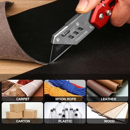 HAUTMEC Utility Knife Blades, 10-Pack SK2H Box Cutter Blades with Safety Dispenser and Rust-Resistant Coating, Ultra Sharp & Long Lasting Razor Blades – HT0265 - style: 10 PCS | SK2H