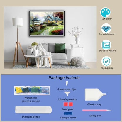 hill froeistung Landscape Scenery Diamond Art Painting Kits for Adults - color: HF-B013