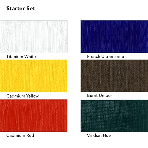 Daler Rowney Georgian 6-Tube Starter Artist Oil Paint Set - Painting Set for Canvas Paper and More - Oil Painting Supplies for Artists and Students - Artist Oil Paints for All Skill Sets - style: 6 Pack 6X22ML