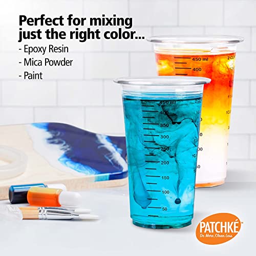 16 Oz - 2 Cup 450 ML - Disposable Measuring Cups - Plastic Graduated Mixing Cups - for Mixing Resin/Epoxy, Paint, Cooking, Baking and Crafts (12 pack) - size: 16 OZ - 12 pack