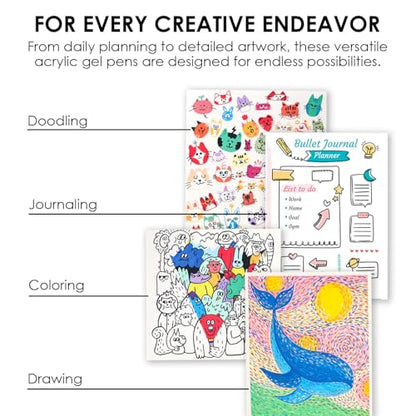 Grabie Acrylic Gel Pens Coloring Kit with Book, Pack of 12 Dessert Colors - color: Dessert Colors