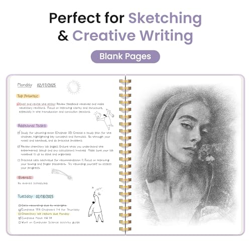 Taja Blank Spiral Journal Notebook for Women & Men, 140 Pages, Sketch Book, Plain Notebook for Drawing & Sketching, Journals for Creative Writing, A5(5.7" x 7.9") – Purple - color: E.Purple, style: d-Blank