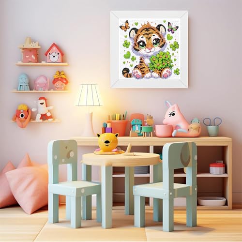Arttoplus Tiger Diamond Art Kits for Kids 4-6-8-12 with Frame 7x7 inch - color: CC736-US