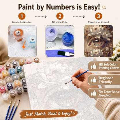 AUKELHJ Paint by Numbers Kit for Adults Beginner, Eye, 16X20 Inch - color: 10-Eye