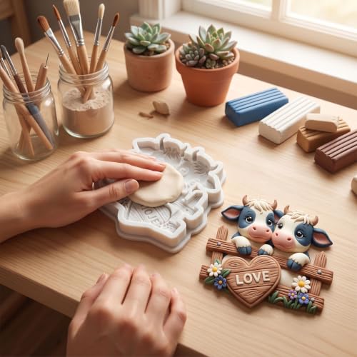 Cow Polymer Clay Molds Cow Love Heart Silicone Mold | DIY Crafts Epoxy Resin Casting Polymer Clay Tools Craft Air Dry Jewelry Making