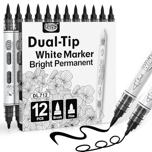 Guangna Dual Tip Black Acrylic Paint Markers, Black Acrylic Paint Pens for Christmas Art, Fabric, Rock Painting, Wood, Glass, Ceramic, Canvas, Stone, DIY Crafts - color: Black (Dual Tip )