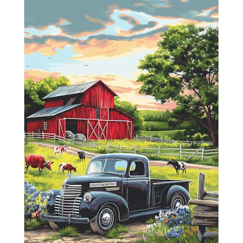 Natuyalo Paint by Numbers Kit for Adults - Farm DIY Adult Paint by Number Kits Natural Landscape Acrylic Canvas Painting for Adults Beginners Art Crafts Without Frame, 16x20 Inch - color: ART-01