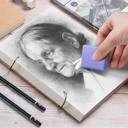 Smilo Kneaded Erasers for Artists, Purple Moldable Putty, 8-Pack | Reusable, Dust-Free and No Smudge, Art Erasers with Storage Case for Charcoal, Graphite, Pencil and Pastel Drawing - color: Purple