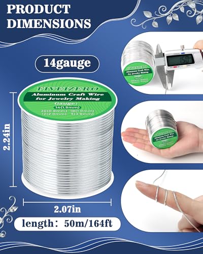 FIVEIZERO 14 Gauge Wire Aluminum Craft Wire,164ft Sliver Jewelry Wire - size: 14 Gauge