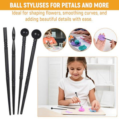 32Pcs Clay Sculpting Tools, Polymer Clay Art Tool Set Cake Decorating Hand Tools, DIY Plastic Pottery Tool Kit for Embossing Fondant Crafts
