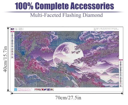 BOHADIY 5D Large Diamond Art Painting,Moon Diamond Painting Kits for Adults,DIY Full Drill Mountain Crystal Rhinestone Arts and Crafts,Tree Gem Art Painting with Diamond Home Wall Decor27.5 X 15.7inch
