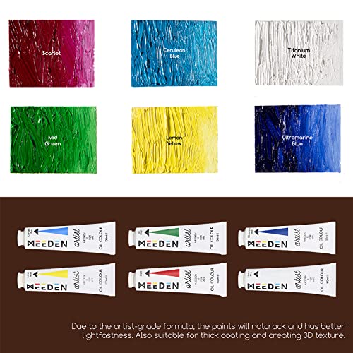 MEEDEN Oil Painting Set with French Easel, Paint Kit with Easel,7x100ml/3.38oz Paint, Paintbrushes,Canvas & Oil Painting Supplies for Adults &Artists