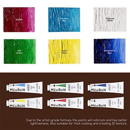 MEEDEN Oil Painting Set with French Easel, Paint Kit with Easel,7x100ml/3.38oz Paint, Paintbrushes,Canvas & Oil Painting Supplies for Adults &Artists