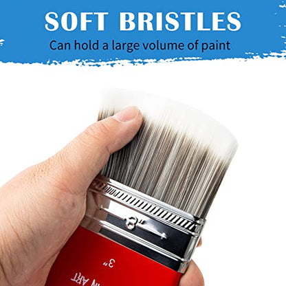 3 PCS Filbert Paddle Paint Brush Set (1 Inch,2 Inch,3Inch) | Scale Brush, Blending Paint Brush for Oil and Acrylic Paints - color: Filbert, size: 1''&2''&3''