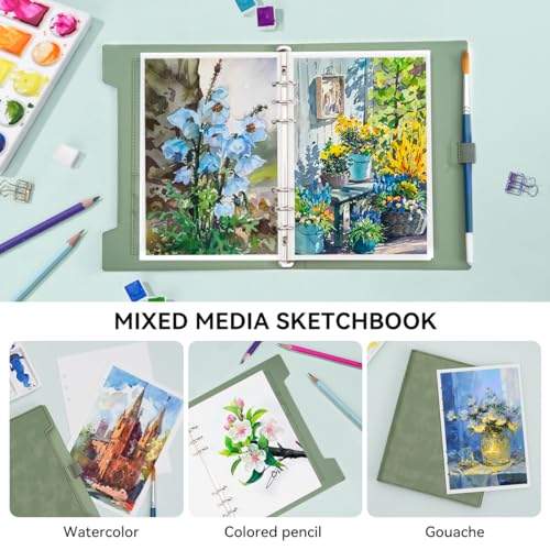 Lightwish Watercolor Sketchbook,100% Cotton 300gsm/140lb Hot Press - color: Hard Shell Green