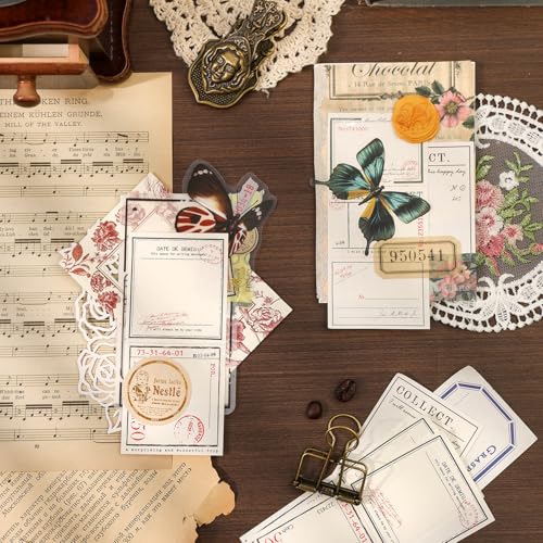 Alideco 180pcs Vintage Minimalist Border Scrapbooking Paper for Journaling Supplies, Decorative Craft Paper for Junk Journals (jiyidubai) - color: jiyidubai
