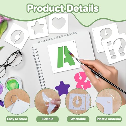 80Pcs Letter Stencils Reusable Alphabet and Number Stencil,3Inch&4Inch | Small Stencil Letters for Crafts,Letter Drawing Stencils,on Wall,DIY Art Project,Rock,Fabric,Chalkboard - size: 3Inch&4Inch