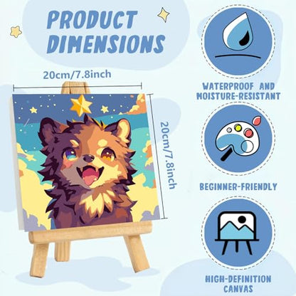 XTCIXAL Paint by Numbers Kit for Kids with Frame, Wolf, 8X8 inch - color: 13-Wolf